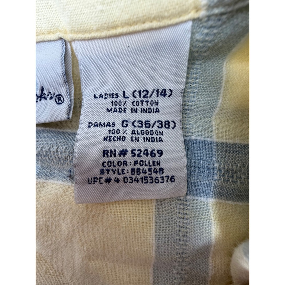 Bobbie Brooks Button Up Shirt Womens L Yellow Blue Plaid Floral‎ Embroidered - Picture 4 of 6